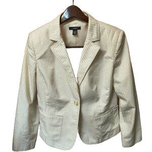 Alfani pinstripe (gray on white) lined women's cotton blazer